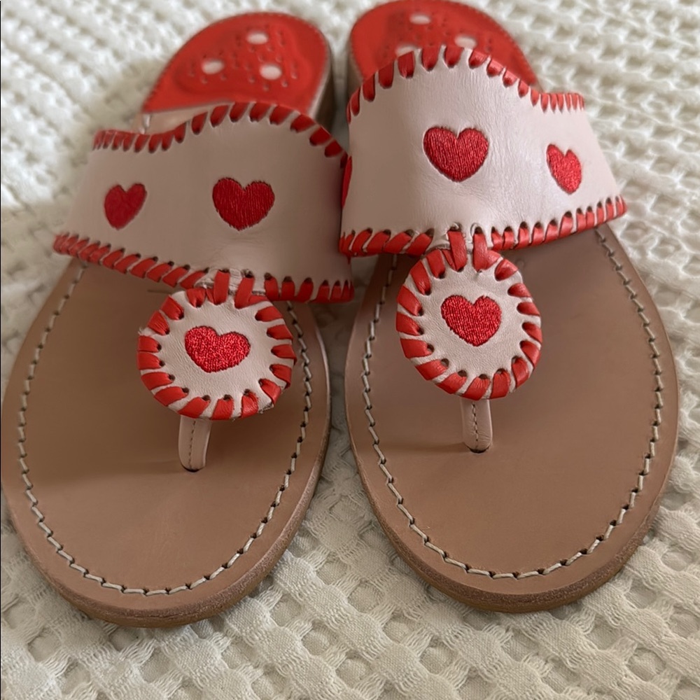 Jack Rogers Red and Tan Heart Sandals